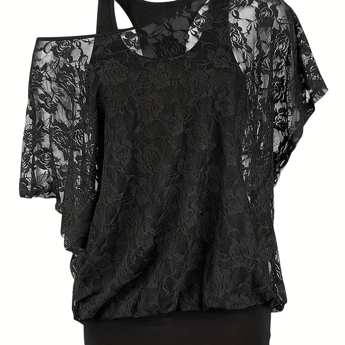Vintage Lace Blouse & Tank Top Two Piece Set Women's Clothing