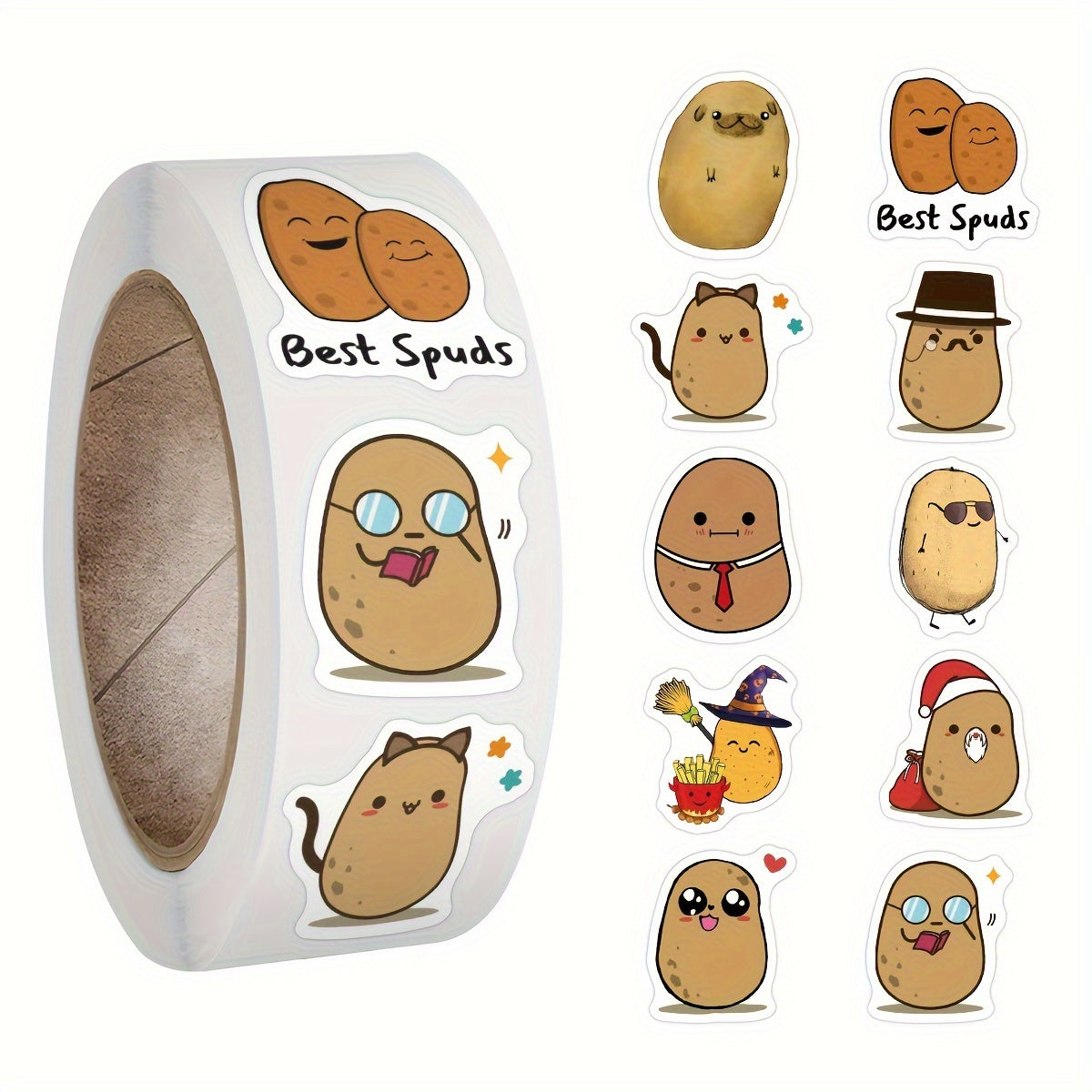 500pcs Potato Stickers Roll for Laptop Waterbottle Phone Skateboard