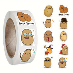 500pcs Potato Stickers Roll for Laptop Waterbottle Phone Skateboard