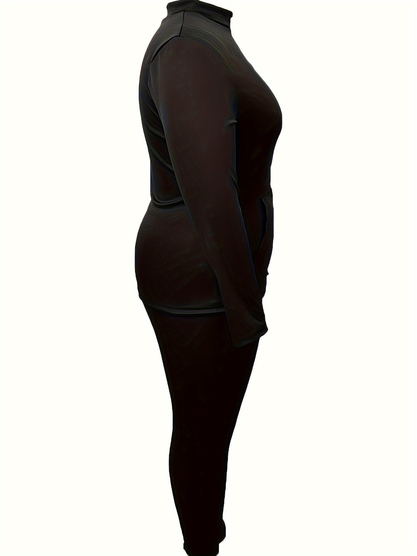 Women's Plus Solid Zipper Front Jacket & Leggings Set