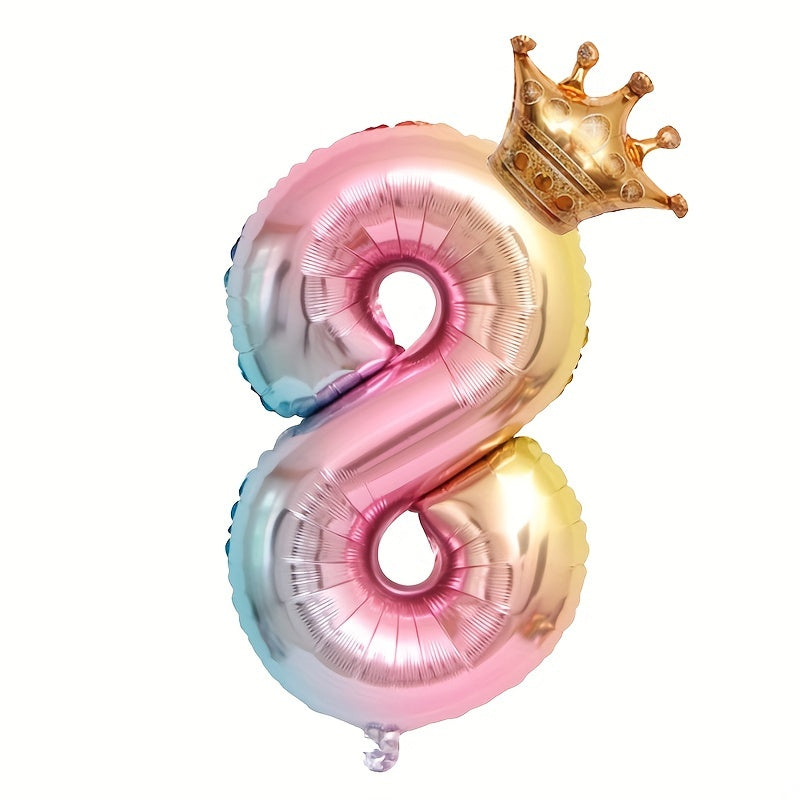 32 inch Gradient Crown Number Balloon Set