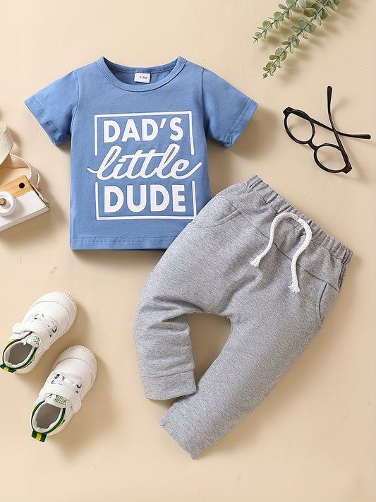 Baby Boys Dad's Little Dude T-shirt & Pants Set
