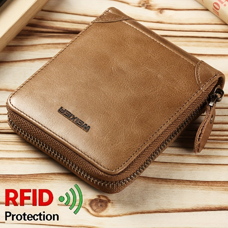 WEIXIER Men's Clutch Bag Retro Small Business Handbag Zipper Wallet