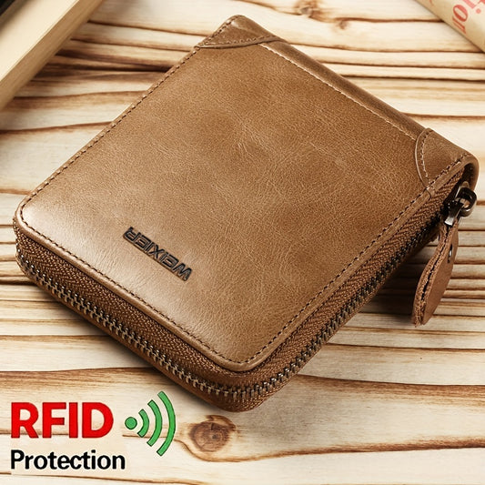 WEIXIER Men's Clutch Bag Retro Small Business Handbag Zipper Wallet