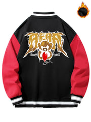 Men's Muppet Bear Print Jacket with Baseball Collar