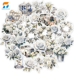50pcs Vintage Rose Stickers for DIY Crafts Water Bottles