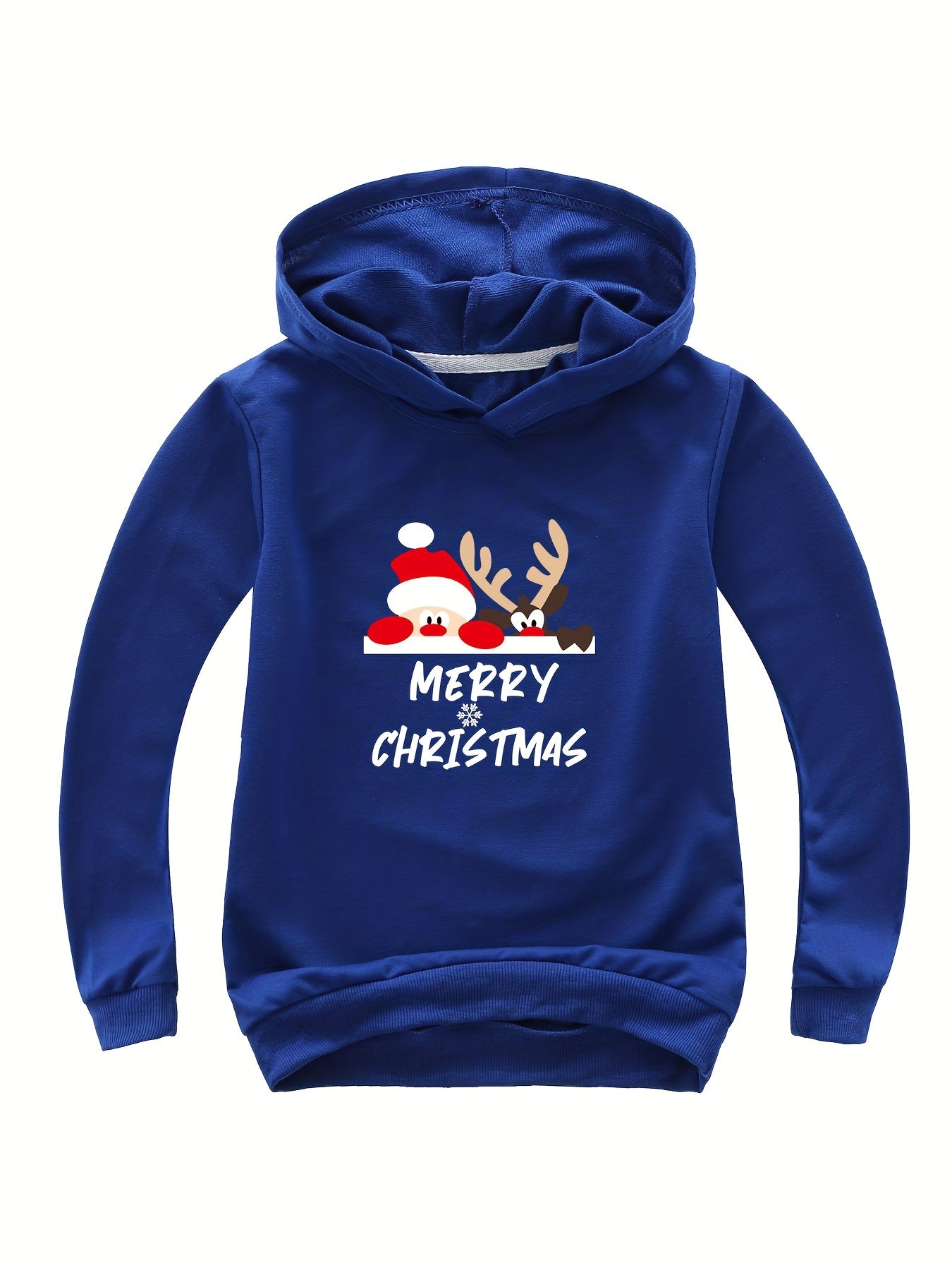 Reindeer Print Hoodie Casual Sweatshirt Girls Christmas