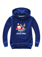 Reindeer Print Hoodie Casual Sweatshirt Girls Christmas