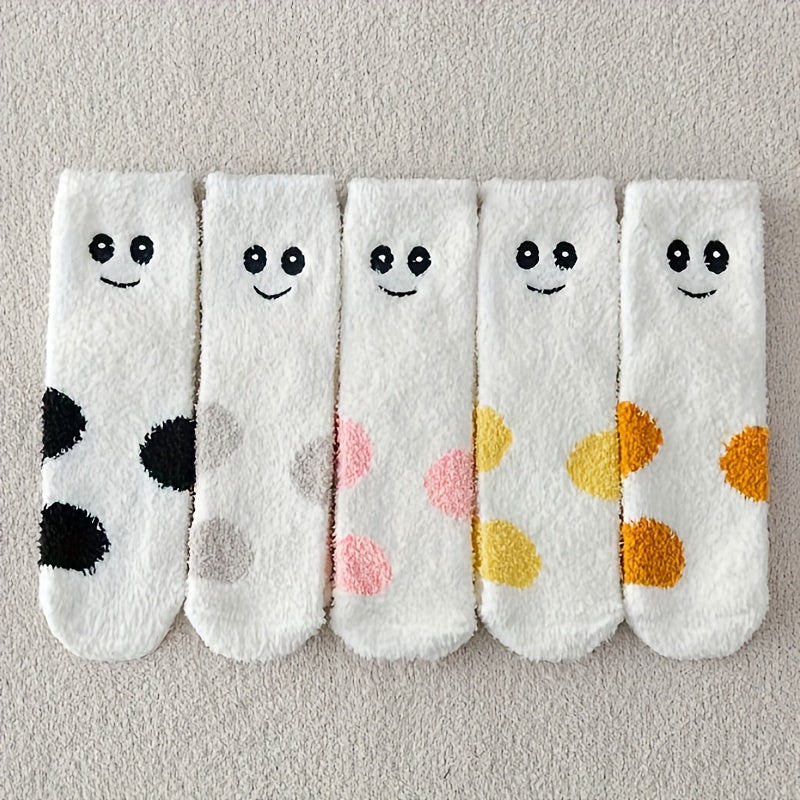 5 Pairs Polka Dot Print Socks Women's Stockings & Hosiery