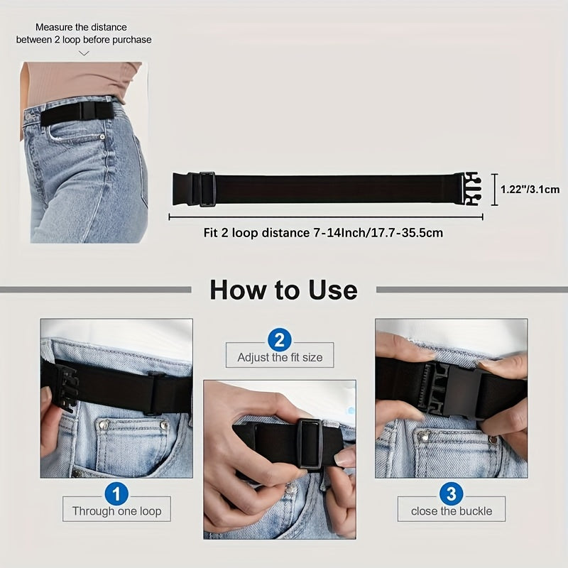 2-Pack Men's Flat Buckle Elastic Belts