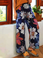  Floral Print High Rise Wide Leg Trousers