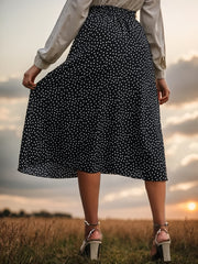  Polka Dot Print Elastic Waist Retro Skirt