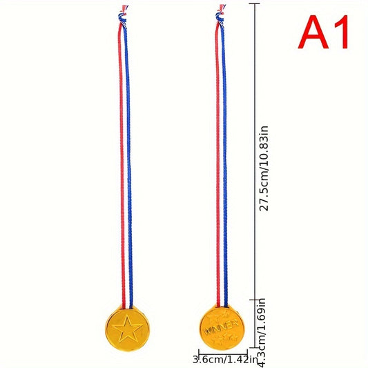 1pc Golden Plastic Medals With Ribbon Belt for Sports Party Awards