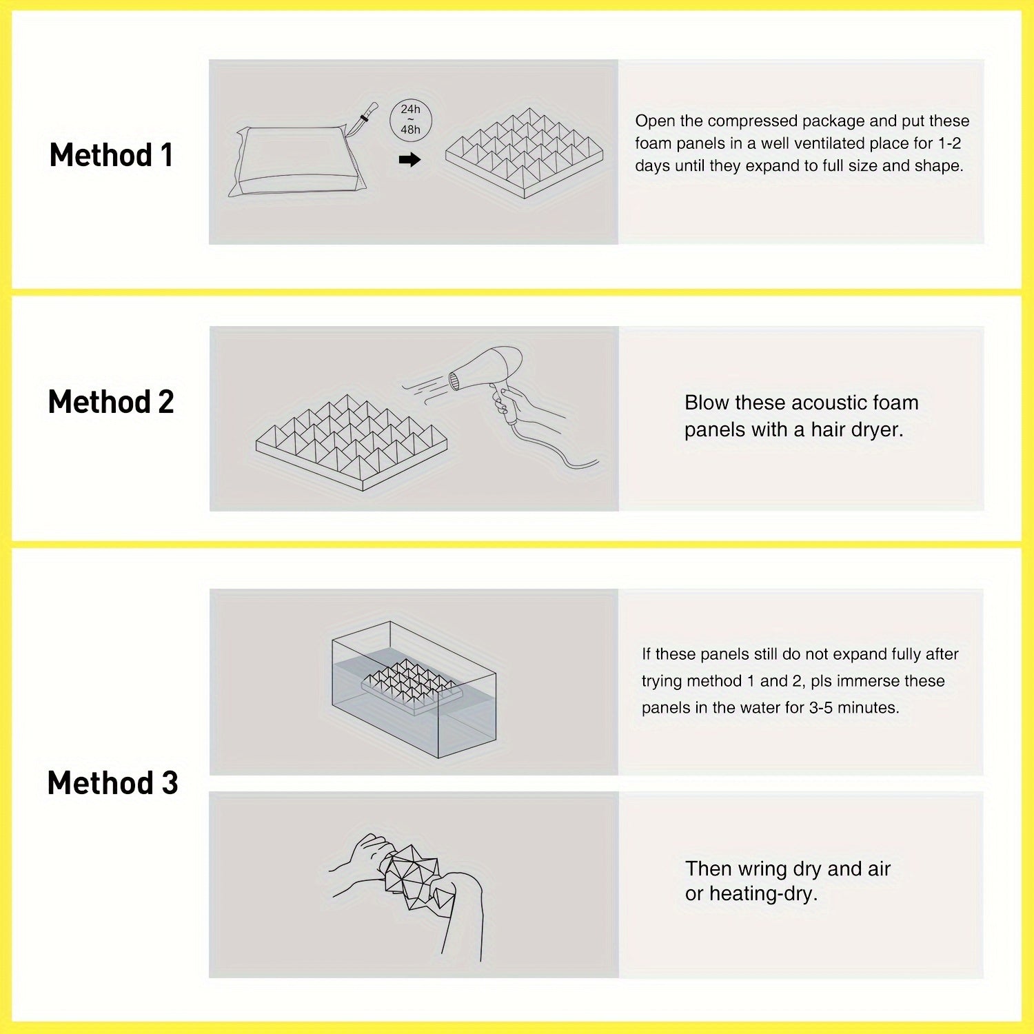 24pcs Yellow Pyramid Sound Absorbing Cotton for Recording Room