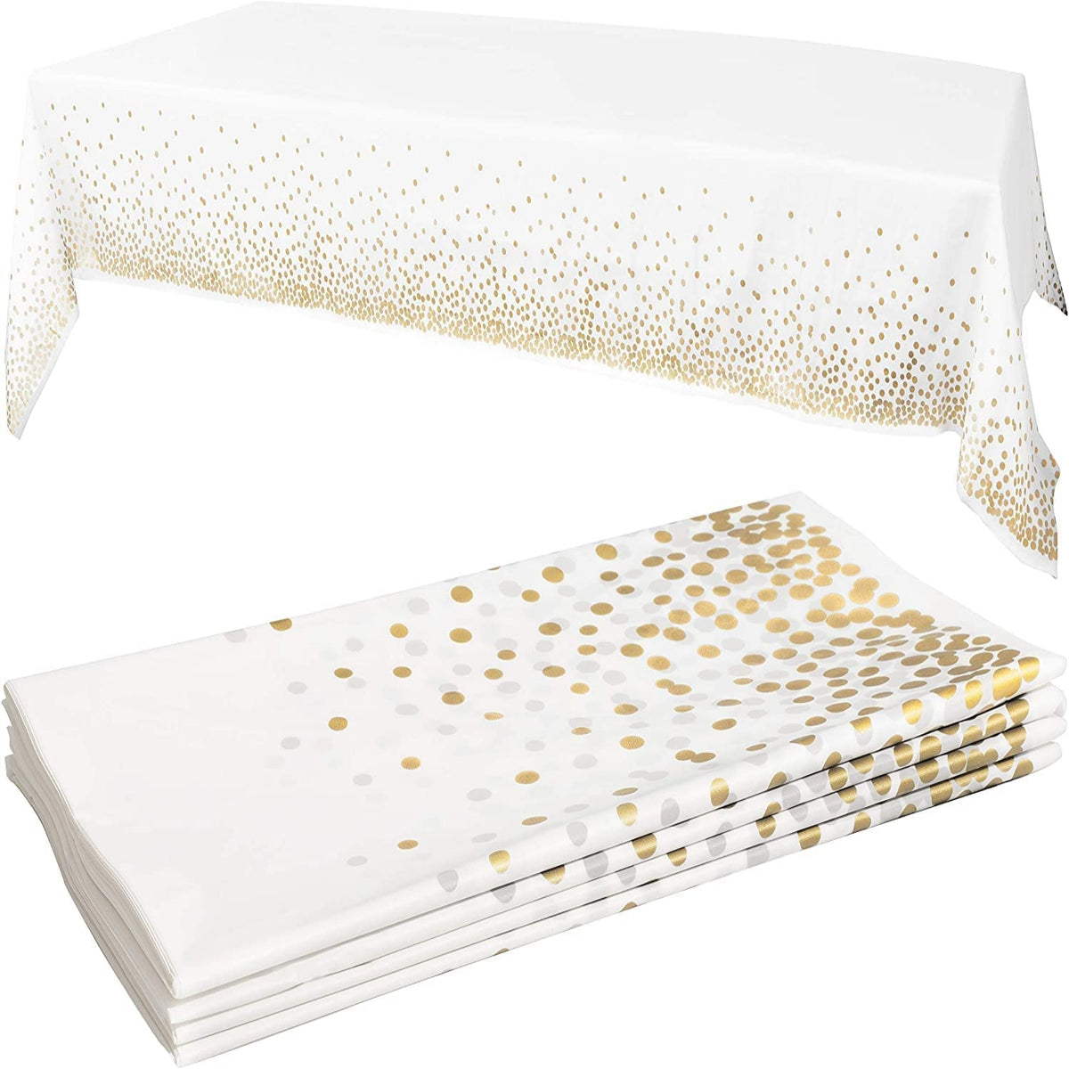 2pcs Plastic Tablecloth 137 X 274 Golden Dot Disposable, Party Decorations