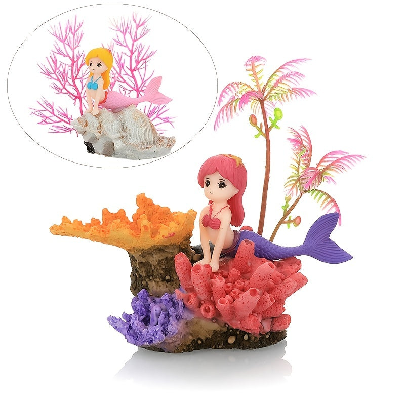 Enchanting Mermaid Coral Aquarium Ornament