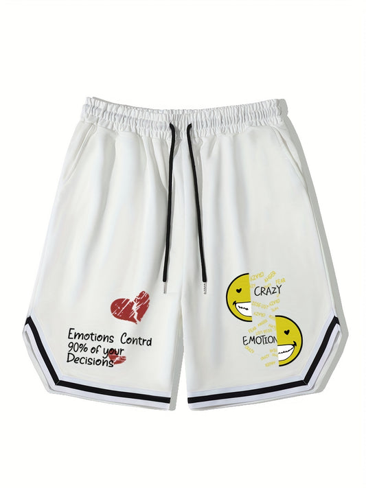 Men's Emotion Print Basketball Shorts for Summer