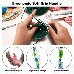 1pcs Floral Printed Crochet Hook 2 25mm B 10mm N Ergonomic Soft Grip Handle