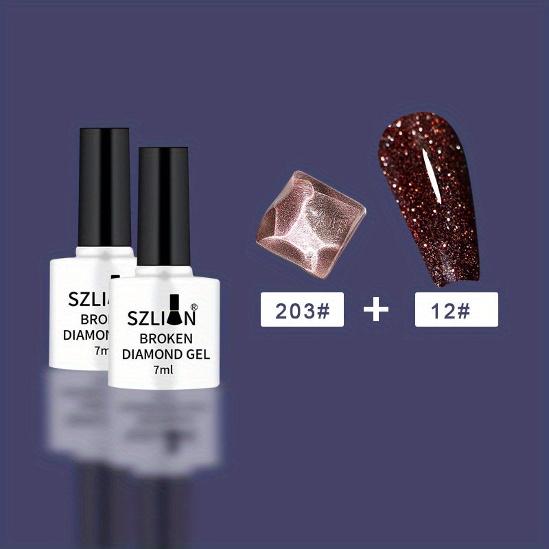 Reflective Glitter Gel Nail Polish Set - Shining Broken Diamond Gel Polish