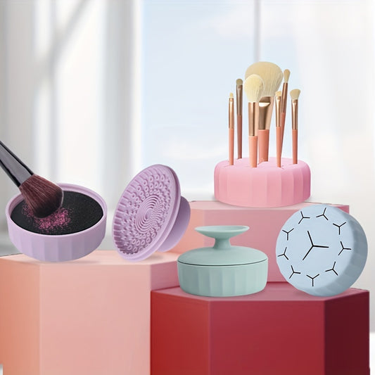 Silicone Brush Cleaning Storage Box Beauty Bracket Wet Dry Makeup Cleaner