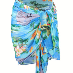  Boho Bikini Bottoms Knot Side Ruched Cover Up Skirt