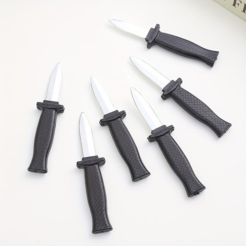 5pcs Retractable Plastic Knives Realistic Metal Blades & Textured Ha