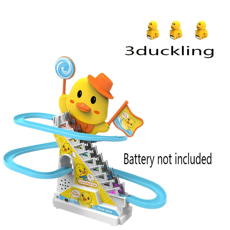 Yellow Duck Slide & Climb Track Toy Set with Music & Lighting for Youngsters