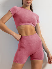 Seamless Yoga Sports Set Crop Top & Slimming Shorts