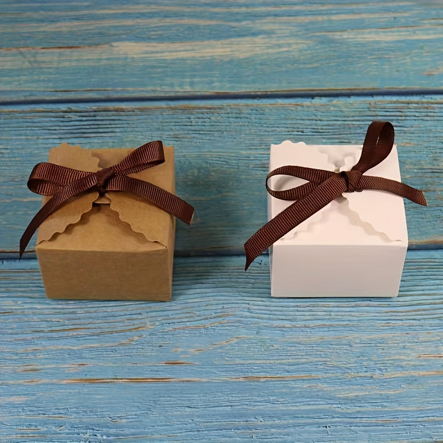 50pcs Wave Cowhide Carton Ribbon Bow Solid Hand