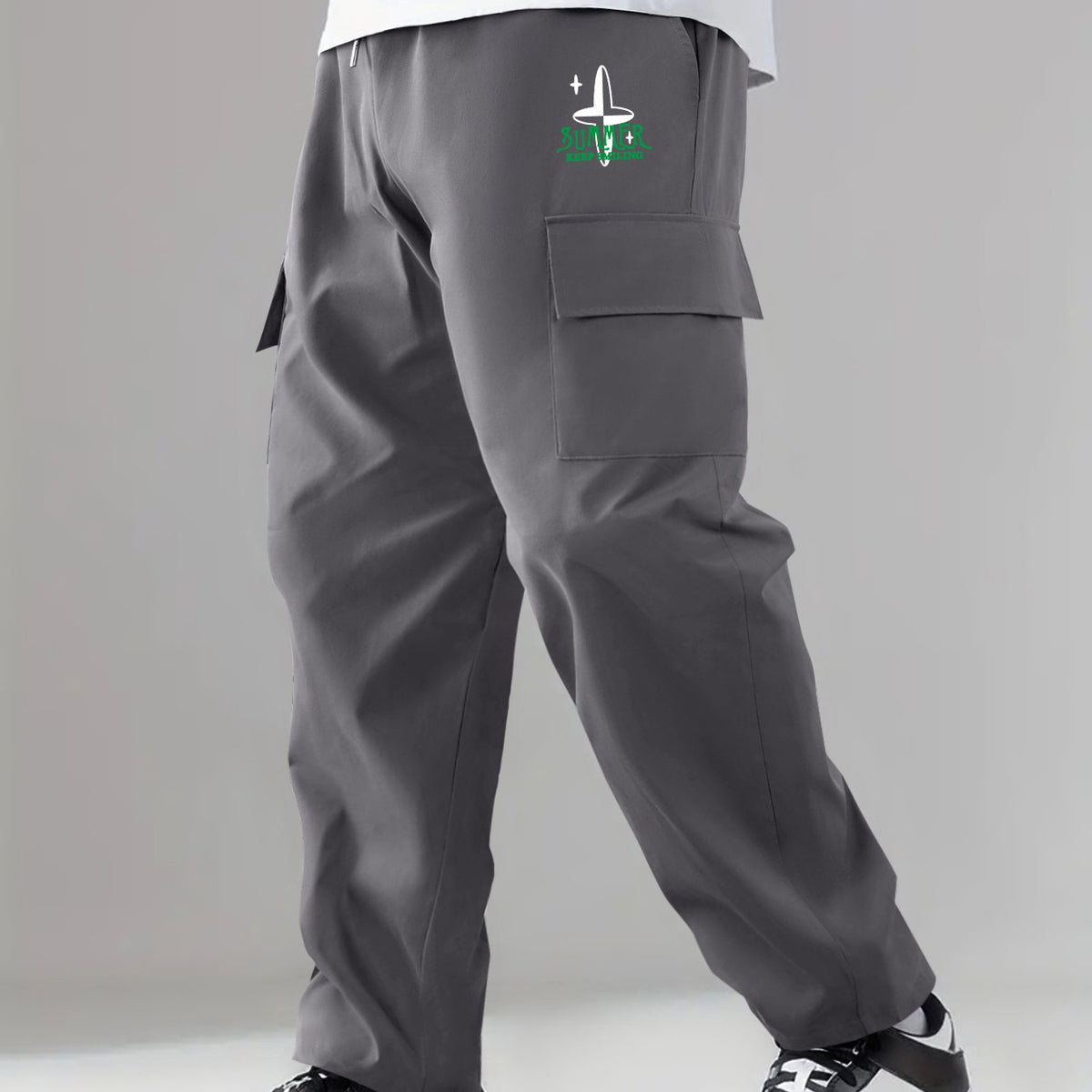 Cargo Pants Men's Flap Pocket Trousers Loose Casual Outdoor Work Streetwear