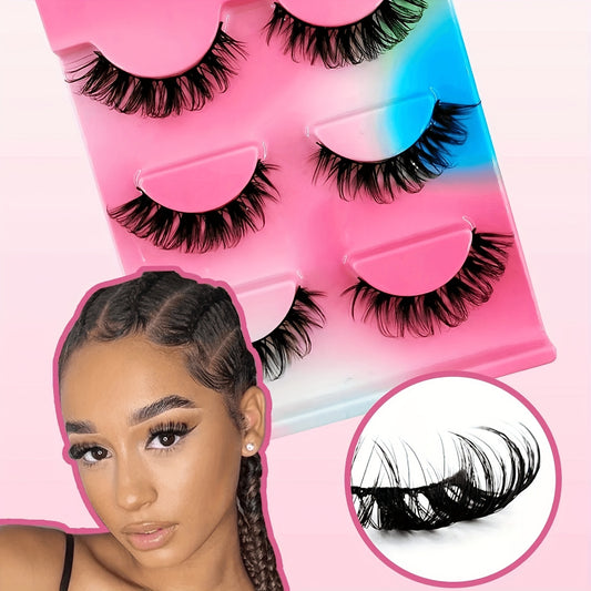 3 Pairs Fluffy 3D Mink Lashes 100 Cruelty Reusable Natural Eyelashes