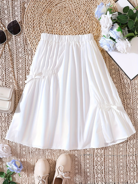 Girls Bow Decor Princess Skirt Kids Summer Clothes