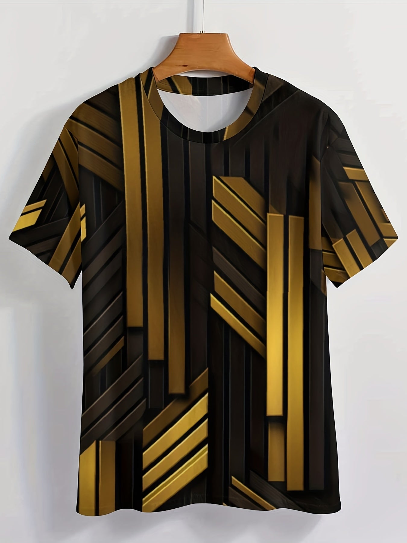 Men's Stripes Print T shirt Active Comfy Crew Neck 3D Print Tee