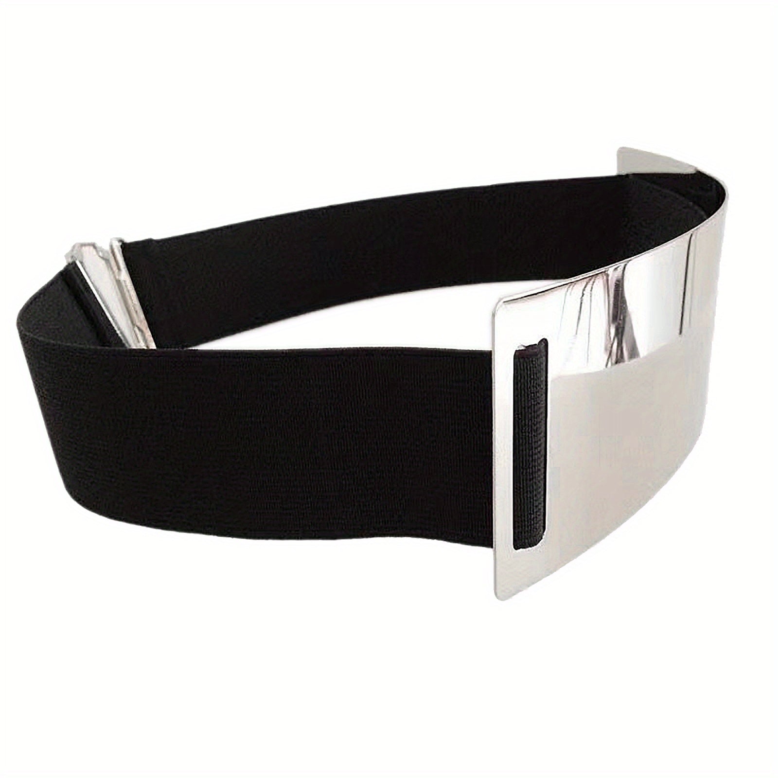 Metallic Glossy Wide Belt Waistband Punk Solid Elastic Waistband Belt