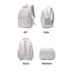 Daisy Print Backpack Set with Lunch Kits for Teen Girls