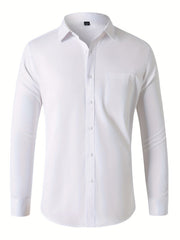 Men's Button Up Shirt with Chest Pocket - Spring/Fall Businesswear
