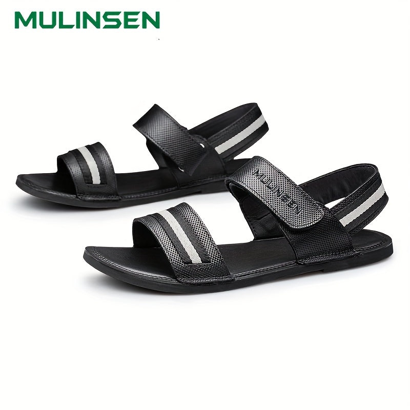 Men's Leather Flat Strap Sandals Soft Sole Beach Sandals