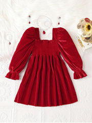 Velvet Long Sleeve Princess Party Dress for Girls