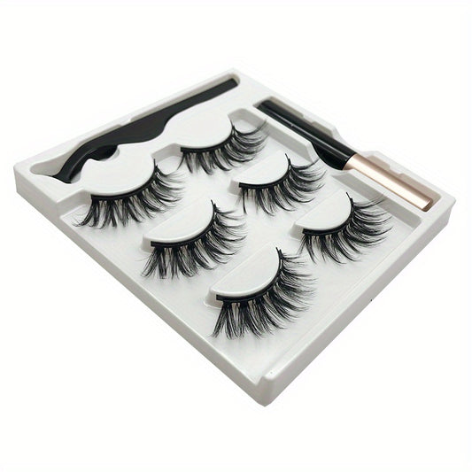 3 Pairs Magnetic Faux Mink Hair False Eyelashes Long and Curling Reusable Lashes