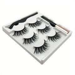 3 Pairs Magnetic Faux Mink Hair False Eyelashes Long and Curling Reusable Lashes