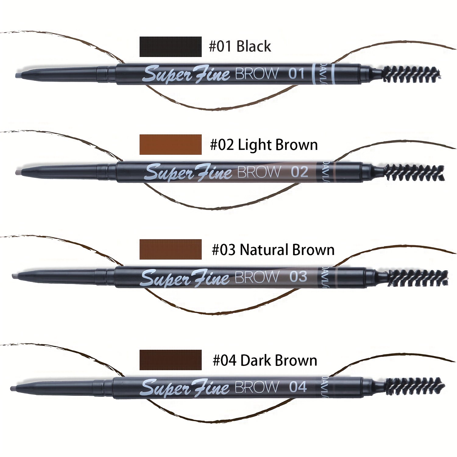 4 Colors Eyebrow Pencil with Soft Spiral Brush