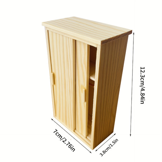 1:12 Scale Dollhouse Wardrobe Recycled Wood Closet with Sliding Door
