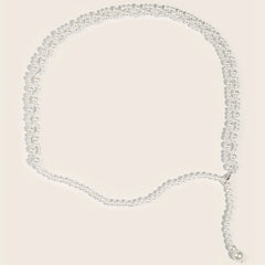 Faux Pearl Waist Chain Pendant Elastic Chain Belt Dress Girdle