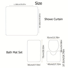 3pcs Marble Pattern Waterproof Shower Curtain & Rugs Set