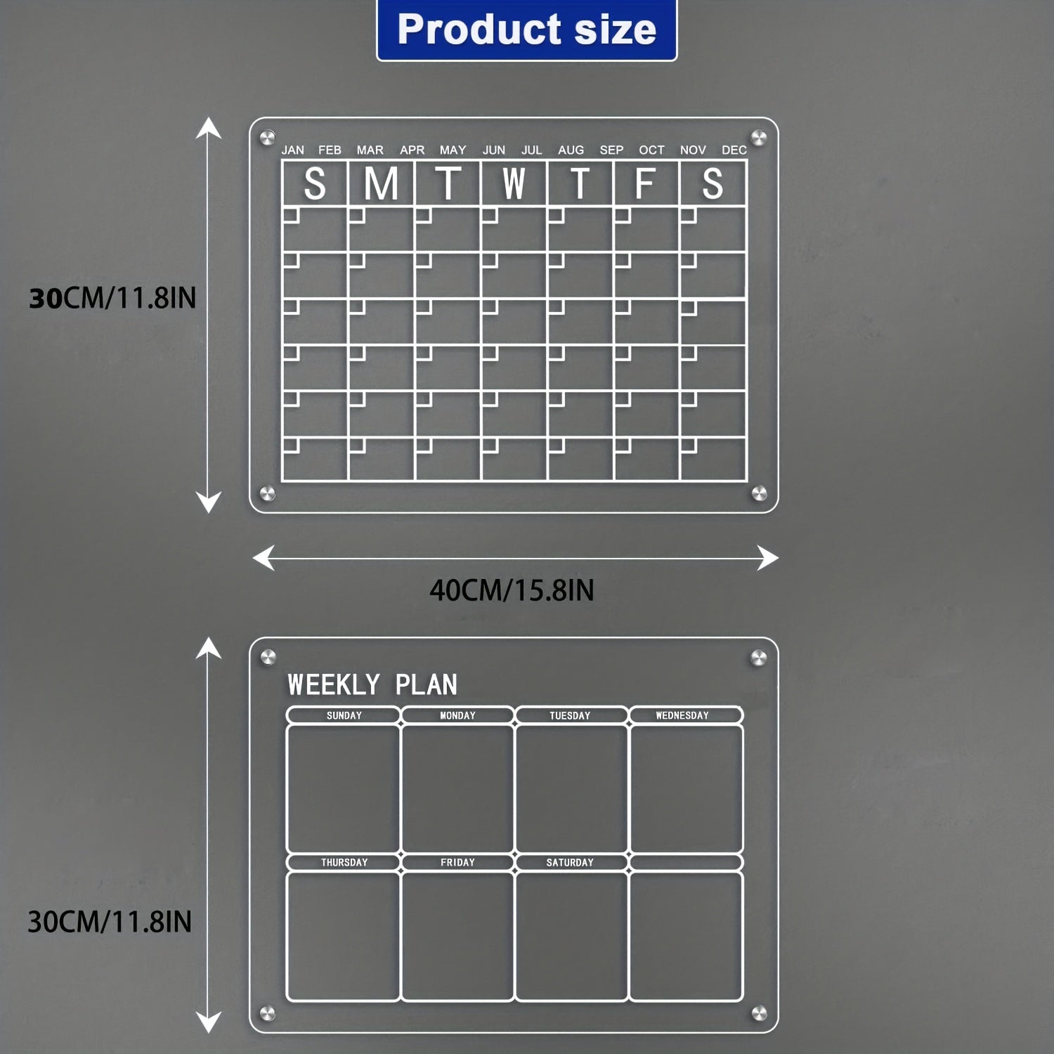 Acrylic Magnetic Fridge Calendar Set
