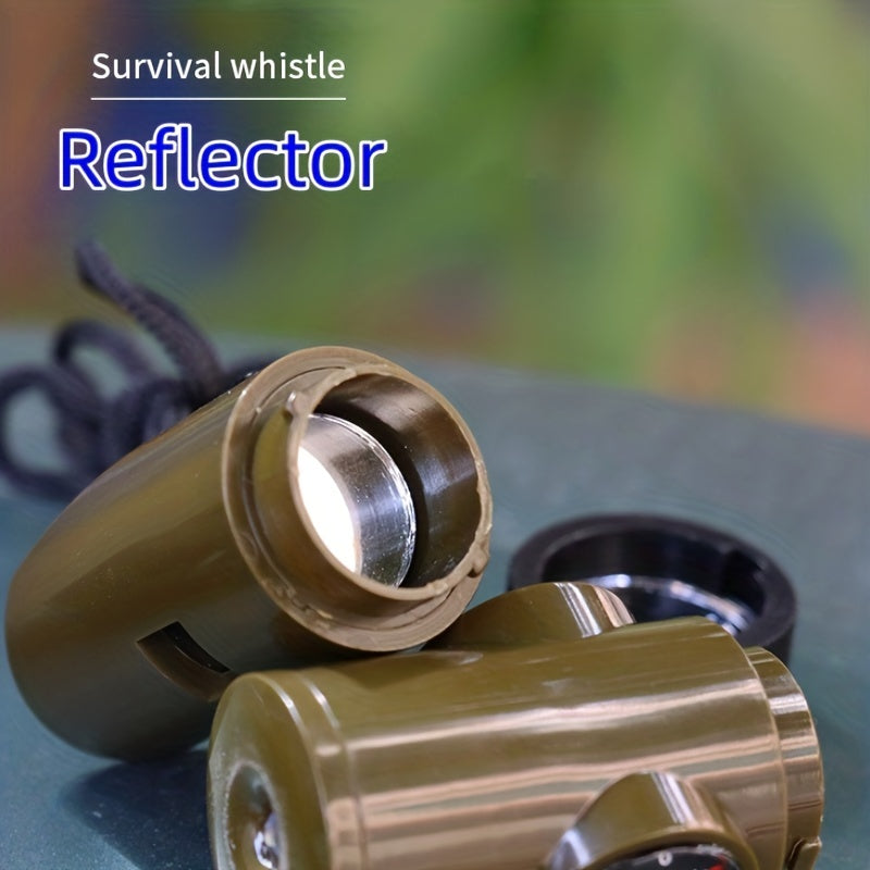 7 in 1 Survival Whistle LED Thermometer Compass Tool
