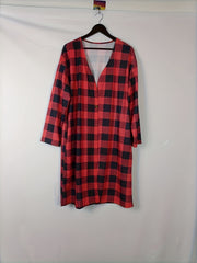  Gingham Print Button-Up Cardigan