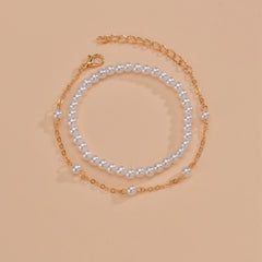 Vintage Sweet Faux Pearl Bead Bracelet Set 2 Pcs for Women