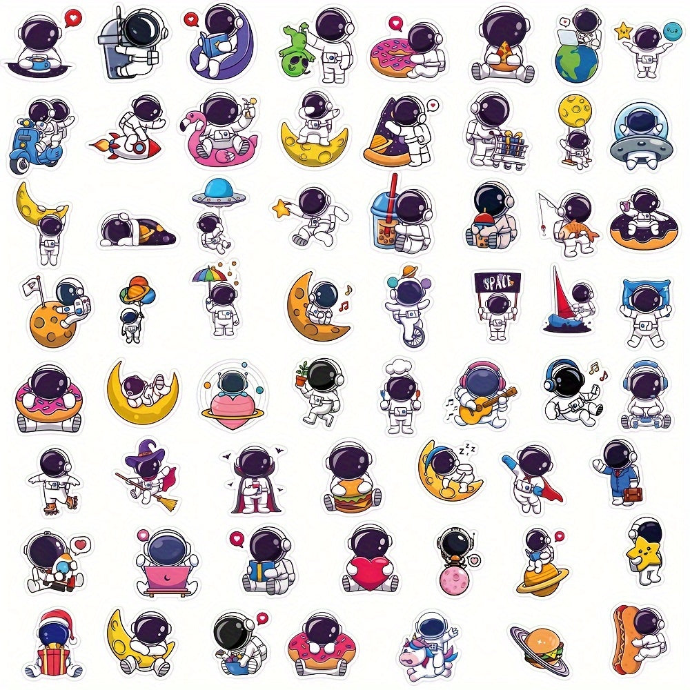 60pcs Astronaut Waterproof Vinyl Stickers for Water Bottle Laptop Luggage