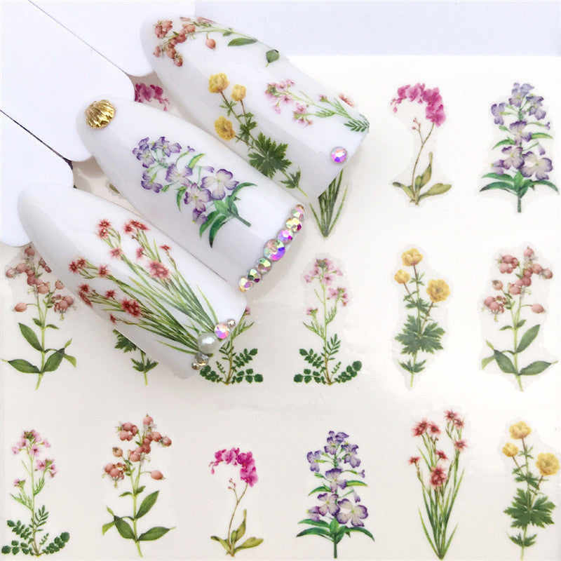 Floral Spring Summer Nail Art Decals Tulips Fern Stickers
